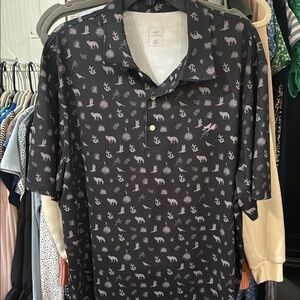 Black Geometric Polo Shirt Casual Fit